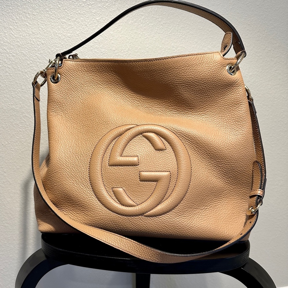Gucci Soho Convertible Calfskin Leather Handbag In Tan